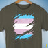 Transgender Pride Flag Ripped Reveal Premium Unisex T-Shirt - Army